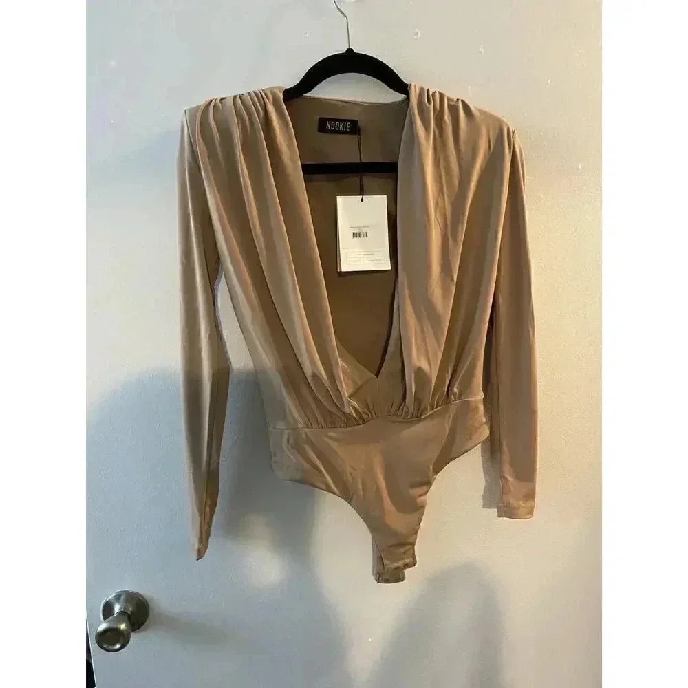Nookie Tan Long Sleeve Bodysuit